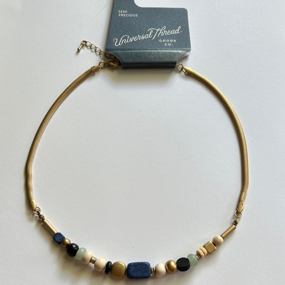 Universal Thread Women’s Gold and Multicolor Beaded Necklace Semi Precious